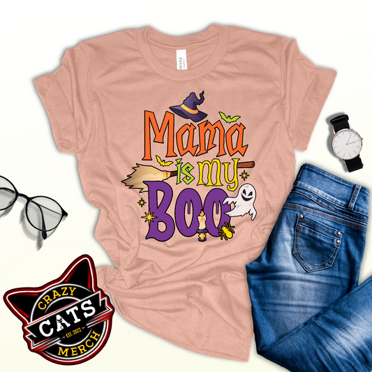 Mama Is My Boo Funny Halloween Ghost Spooky Season Unisex Light Tee