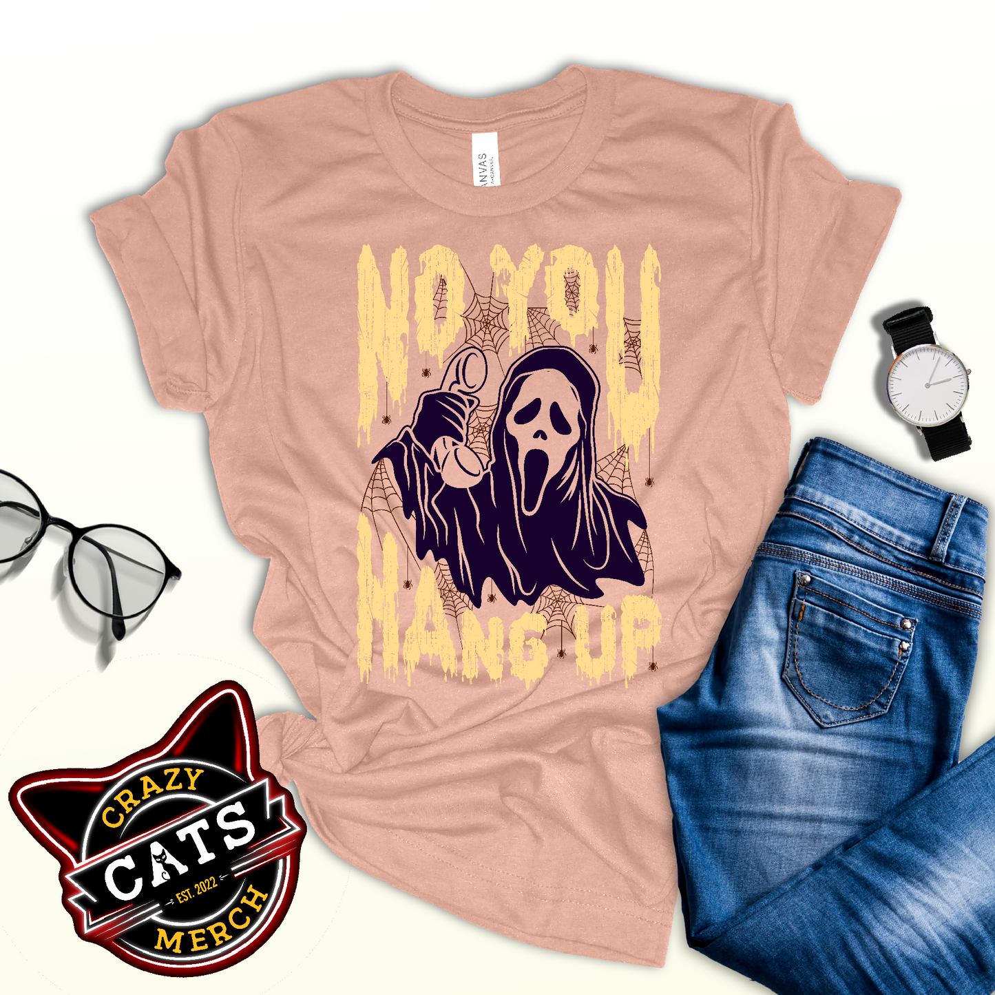 No You Hang Up Scream Spooky Season Halloween Light Tee