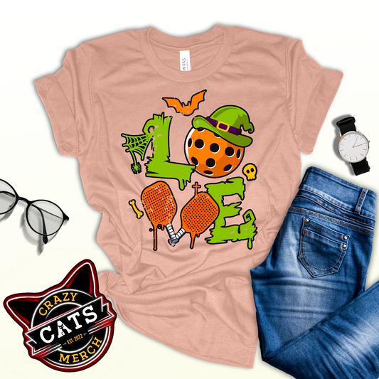 Pickleball Halloween Love Gift For Pickleball Lover Unisex Light Shirt