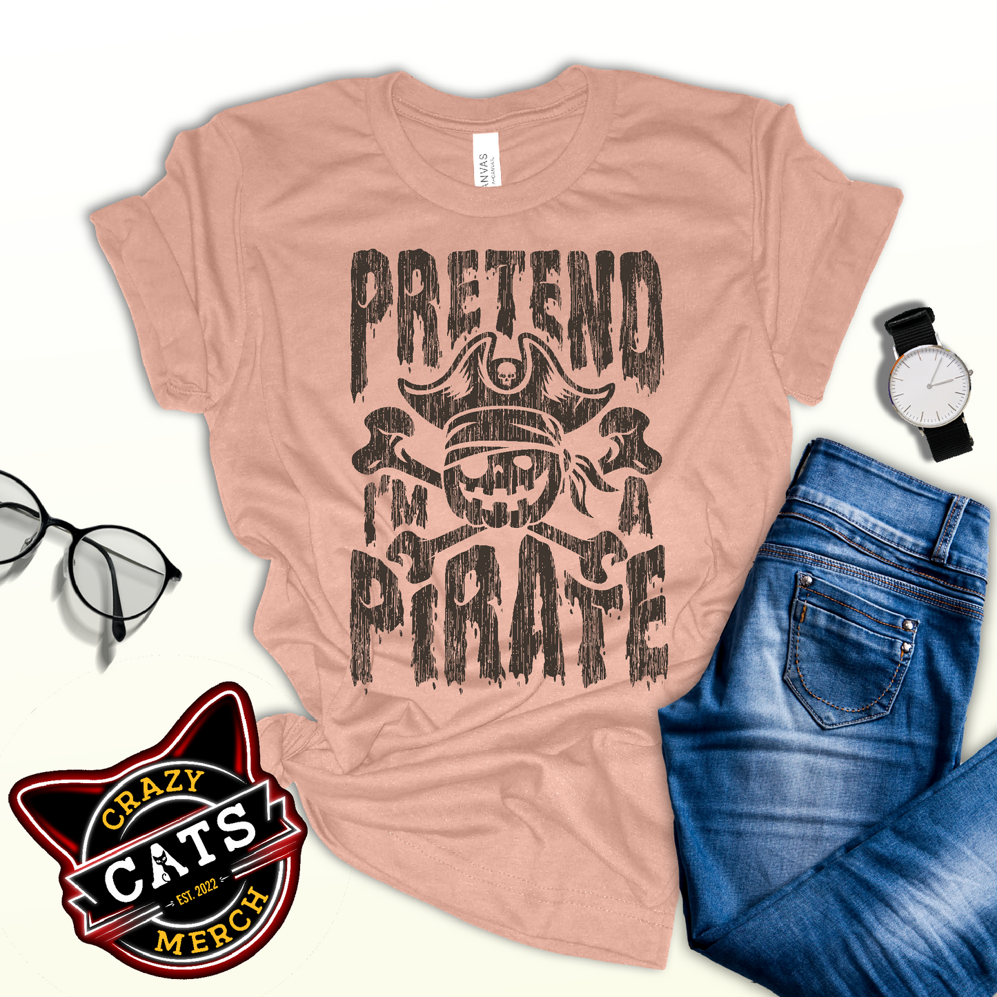 Pretend Pirate Buccaneer Halloween Pirate Unisex Light Tee