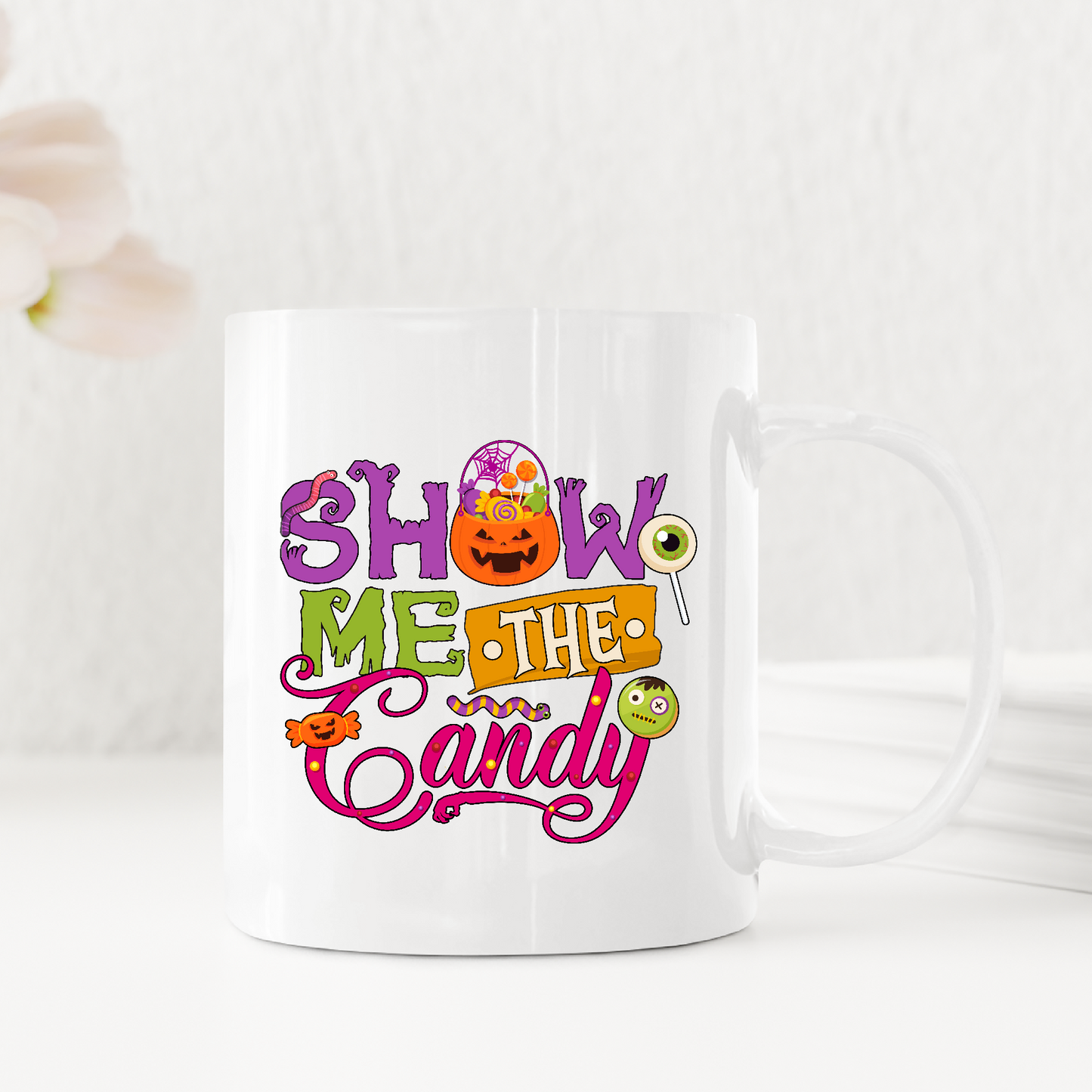 Trick or Treat Show Me The Candy Pumpkin Candy Jar mug