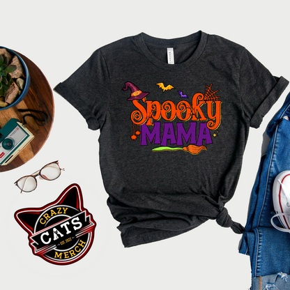 Halloween Spooky Mama Mysterious Mother Haunted Mom Dark Tee