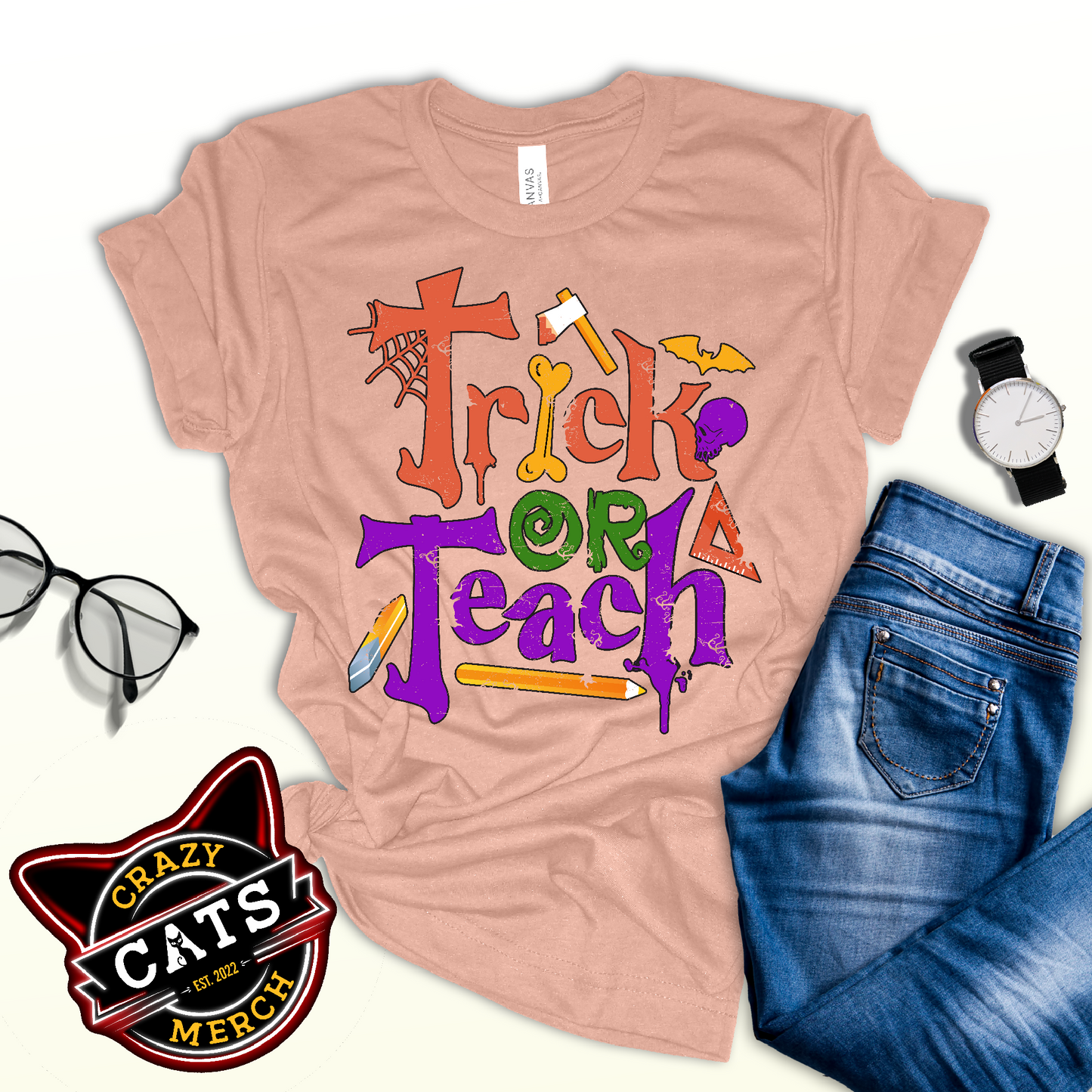 Trick Or Teach Funny Teacher Halloween Unisex Light Shirt