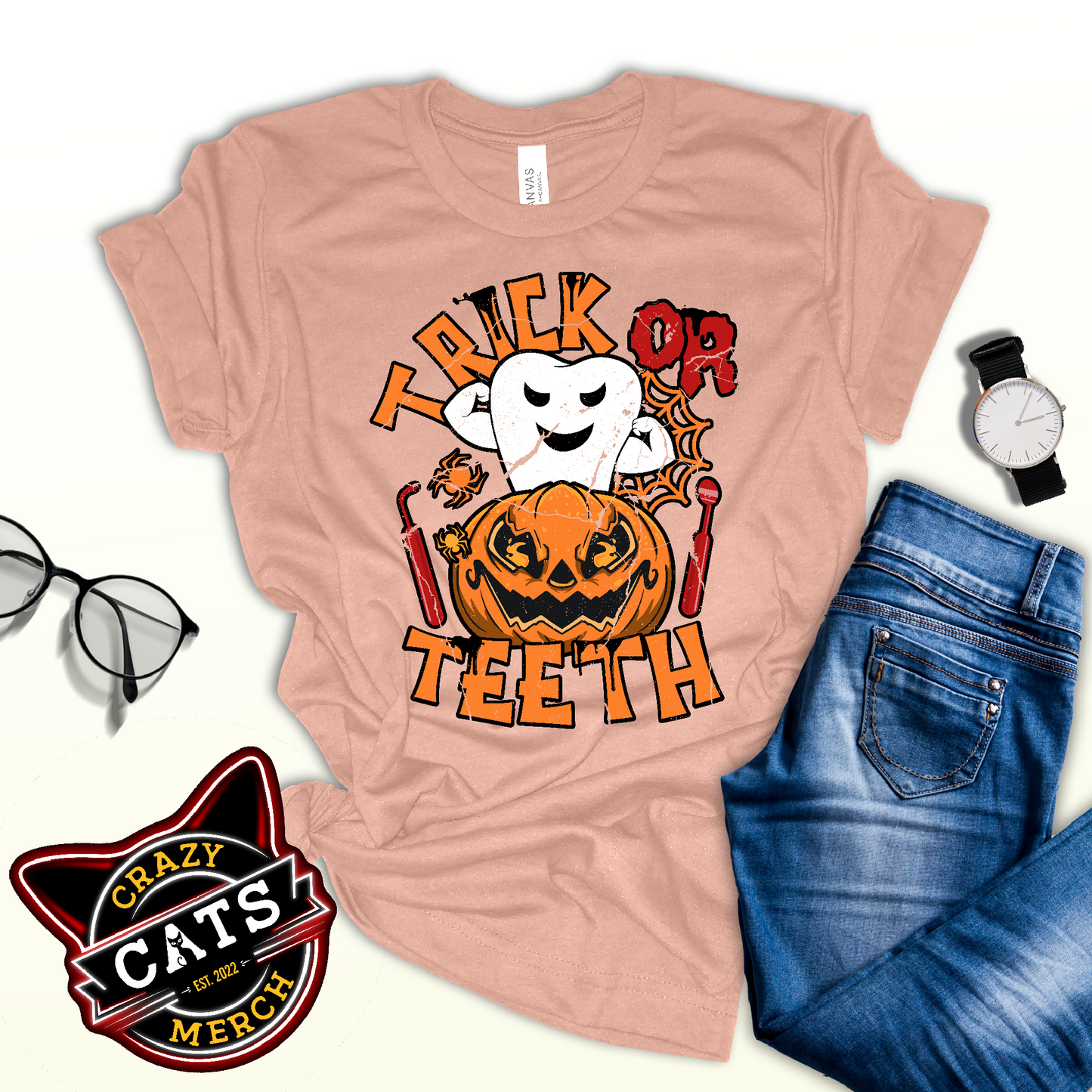 Trick Or Teeth Funny Dentist Teeth Humor Unisex Light Shirts