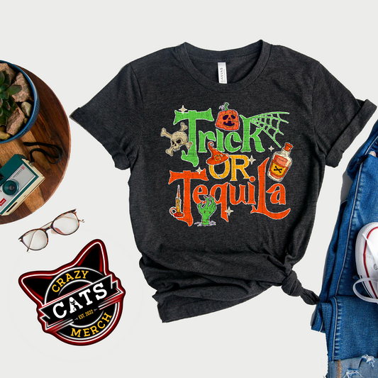 Trick Or Tequila Halloween Tequila Lover Unisex Dark Shirt