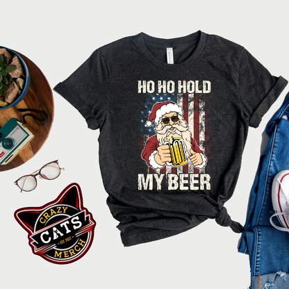 Ho Ho Hold My Beer Christmas In July Unisex Dark Shirt