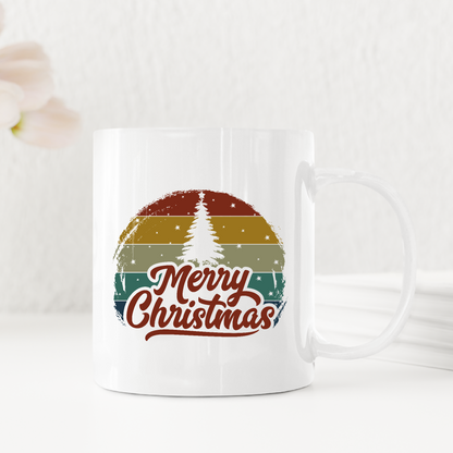 Retro Merry Christmas Holiday Tree Xmas Coffee Mug