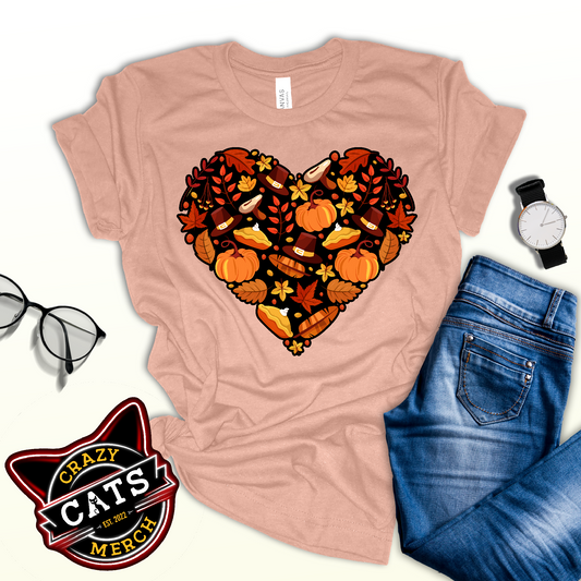 Grateful Mom Dad Autumn Heart Thanksgiving Unisex Light Shirt