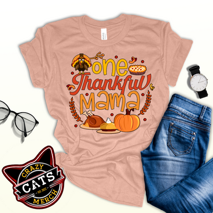 One Thankful Mama Gratitude-Infused Thankgiving Unisex Light Shirt