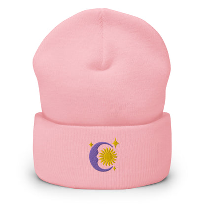 Moon Sun & Stars Embroidered Knit Hat Beanies