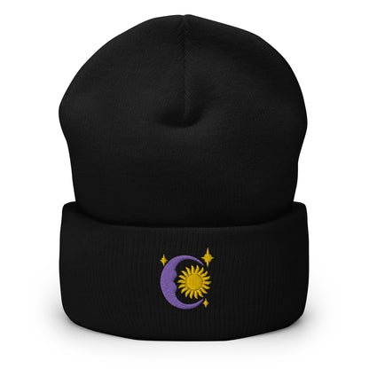 Moon Sun & Stars Embroidered Knit Hat Beanies