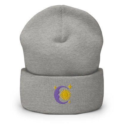 Moon Sun & Stars Embroidered Knit Hat Beanies