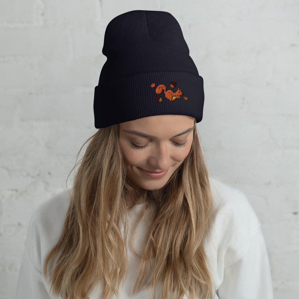 Squirrel Nutty Embroidered Knit Hat Beanies