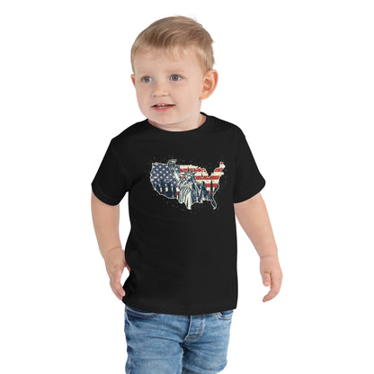 Distressed USA Flag Statue Of Liberty New York Kids  Dark Shirt