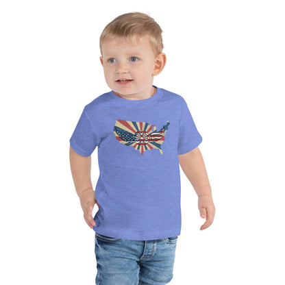 Retro American Flag Peace Sign Wings Map Kids Tee