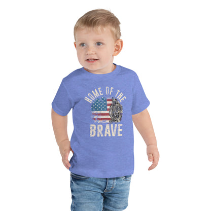 Vintage Military Patriot Home Of The Brave Kids Dark Shirt