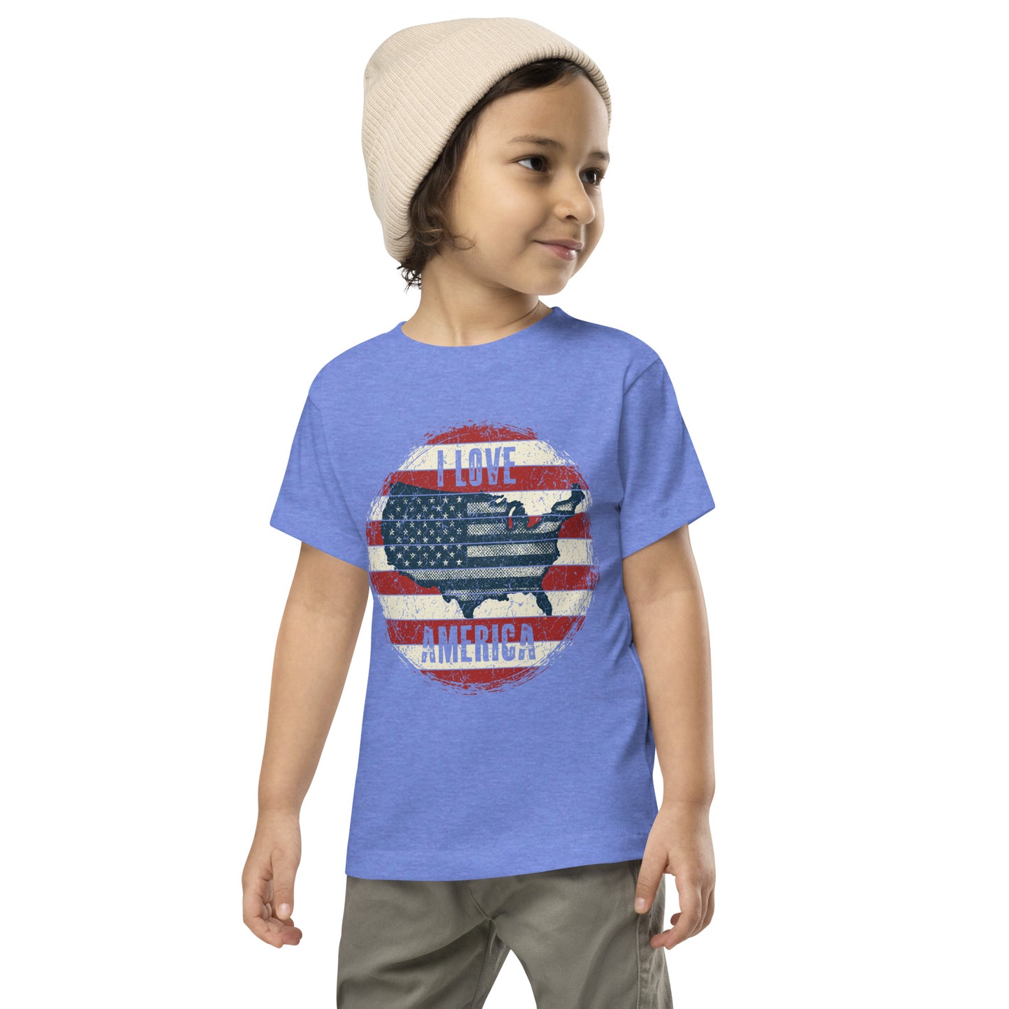 Retro Patriot I Love America USA Flag Map Kids Dark Shirt