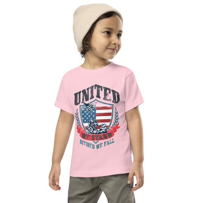 USA Flag Shield United We Stand Divided We Fall Kids Light Shirt