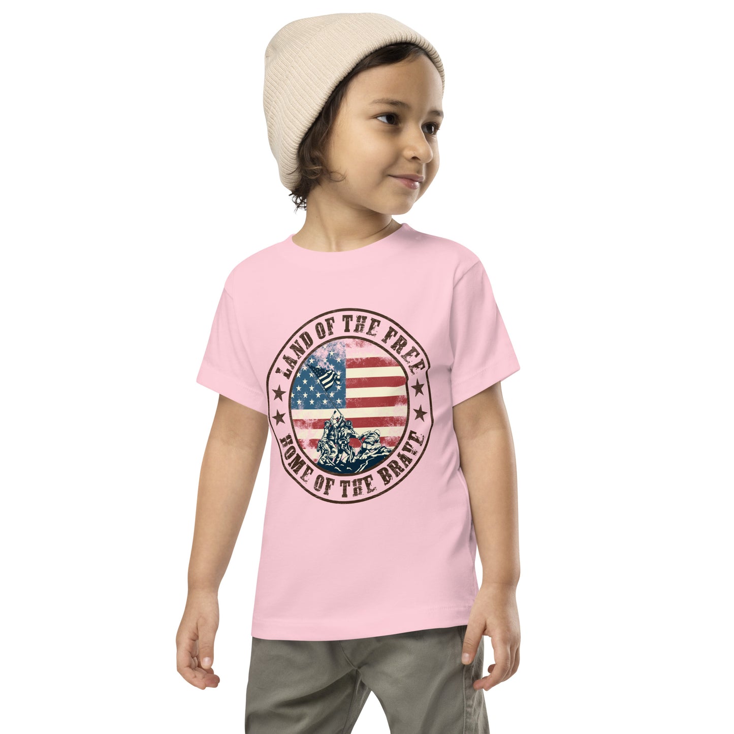 Land Of The Free Home Of The Brave Military Patriot Kids Light Shirt