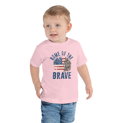 Vintage Military Patriot Home Of The Brave Kids Light Shirt