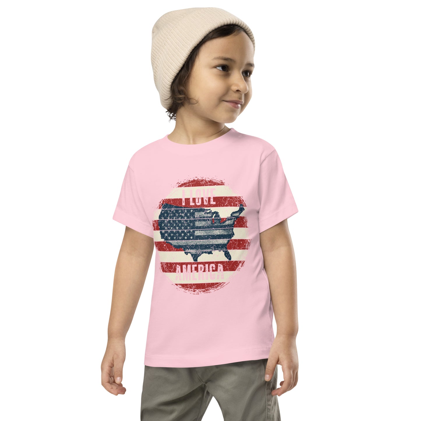 Retro Patriot I Love America USA Flag Map Kids Light Shirt