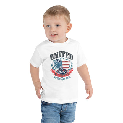 USA Flag Shield United We Stand Divided We Fall Kids Light Shirt