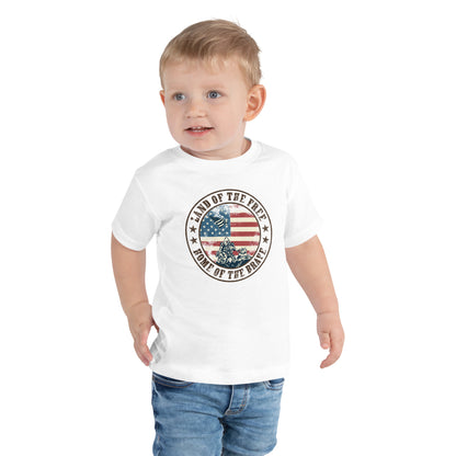 Land Of The Free Home Of The Brave Military Patriot Kids Light Shirt