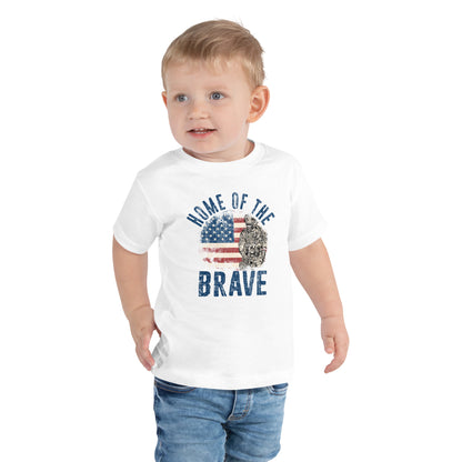 Vintage Military Patriot Home Of The Brave Kids Light Shirt