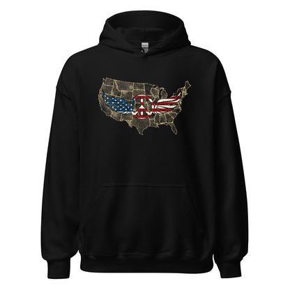 Stars And Stripes Peace Wings Sign Patriot Unisex Dark Hoodie