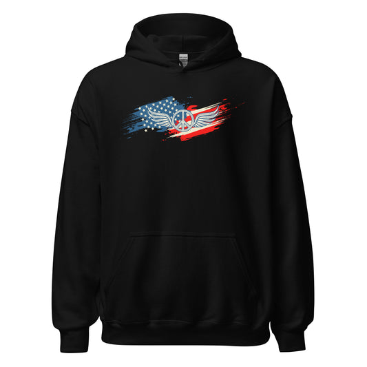 American Flag Fading USA Veteran Vintage Unisex Dark Hoodie