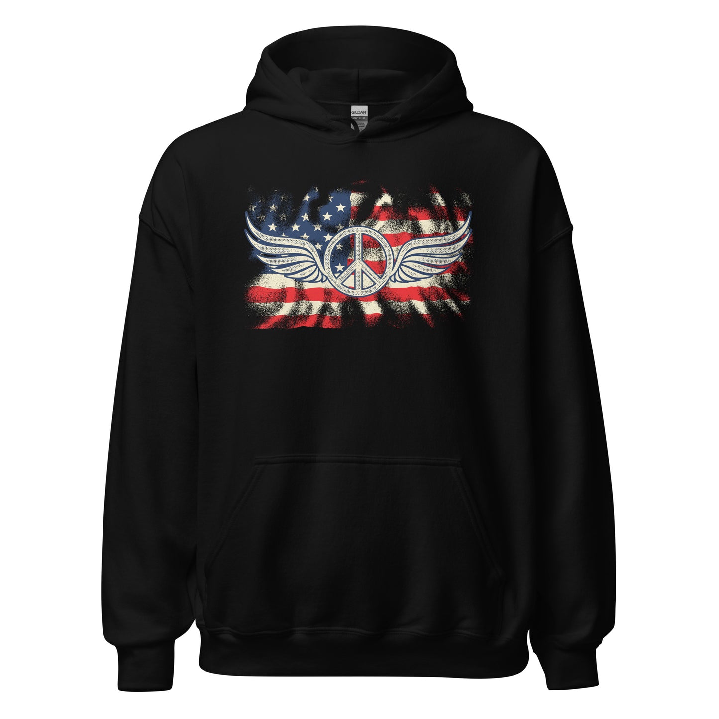 Military American Patriots Distressed Peace Sign Unisex Dark Hoodie