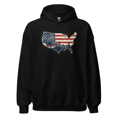 Vintage New York America Flag Patriot Military Unisex Dark Hoodie