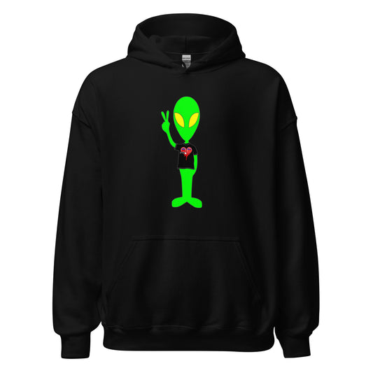 Alien Peace Sign Democrat Republican Broken Heart Unisex Dark Hoodie