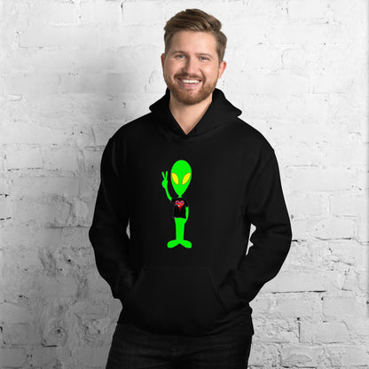 Alien Peace Sign Democrat Republican Broken Heart Unisex Dark Hoodie