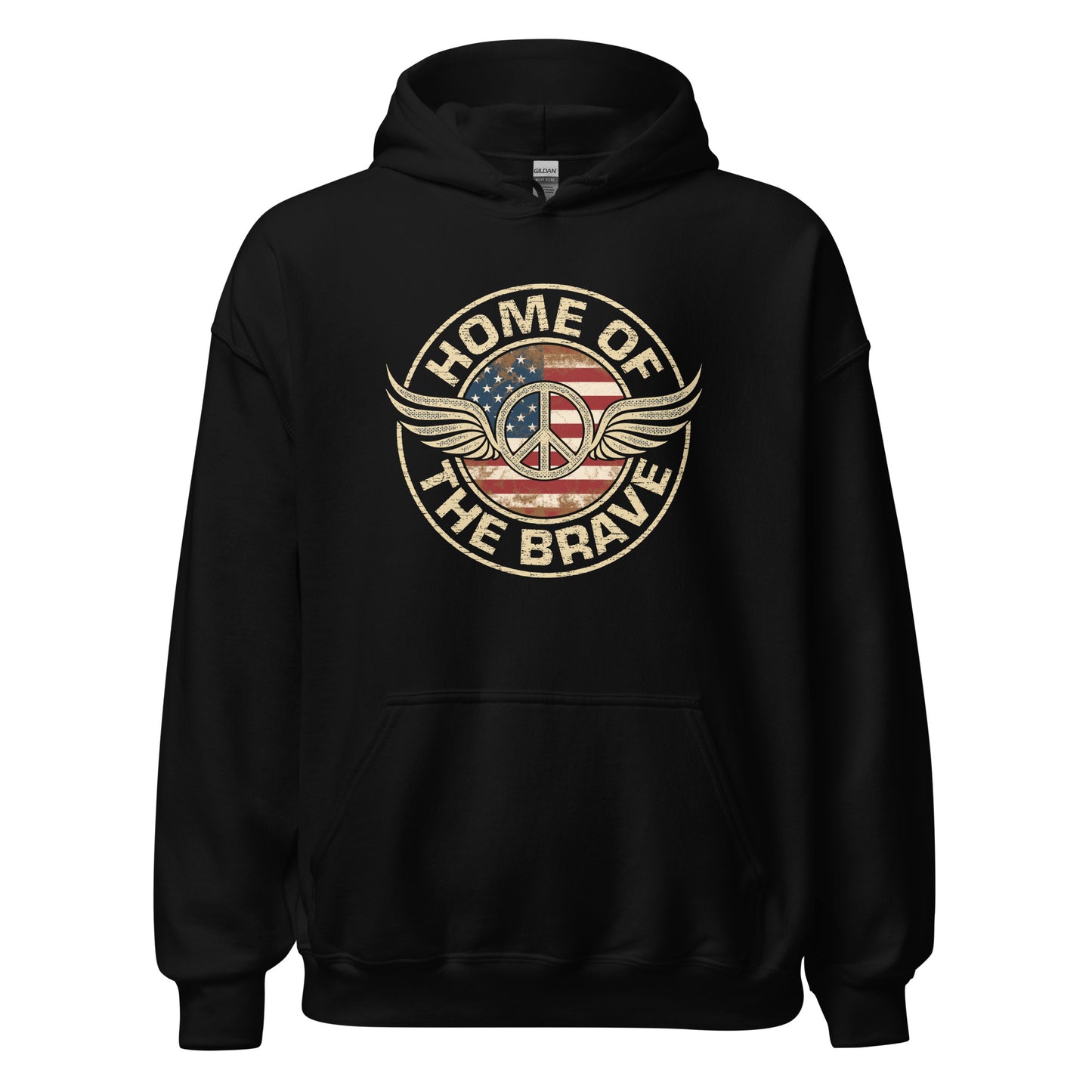 Home Of The Brave Vintage Military Veteran Unisex Dark Hoodie