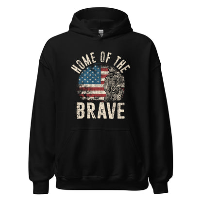 Vintage Military Patriot Home Of The Brave Unisex Dark Hoodie