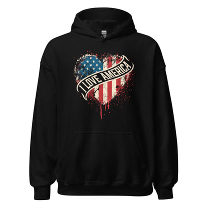 I Love America Vintage USA Map Unisex Dark Hoodie