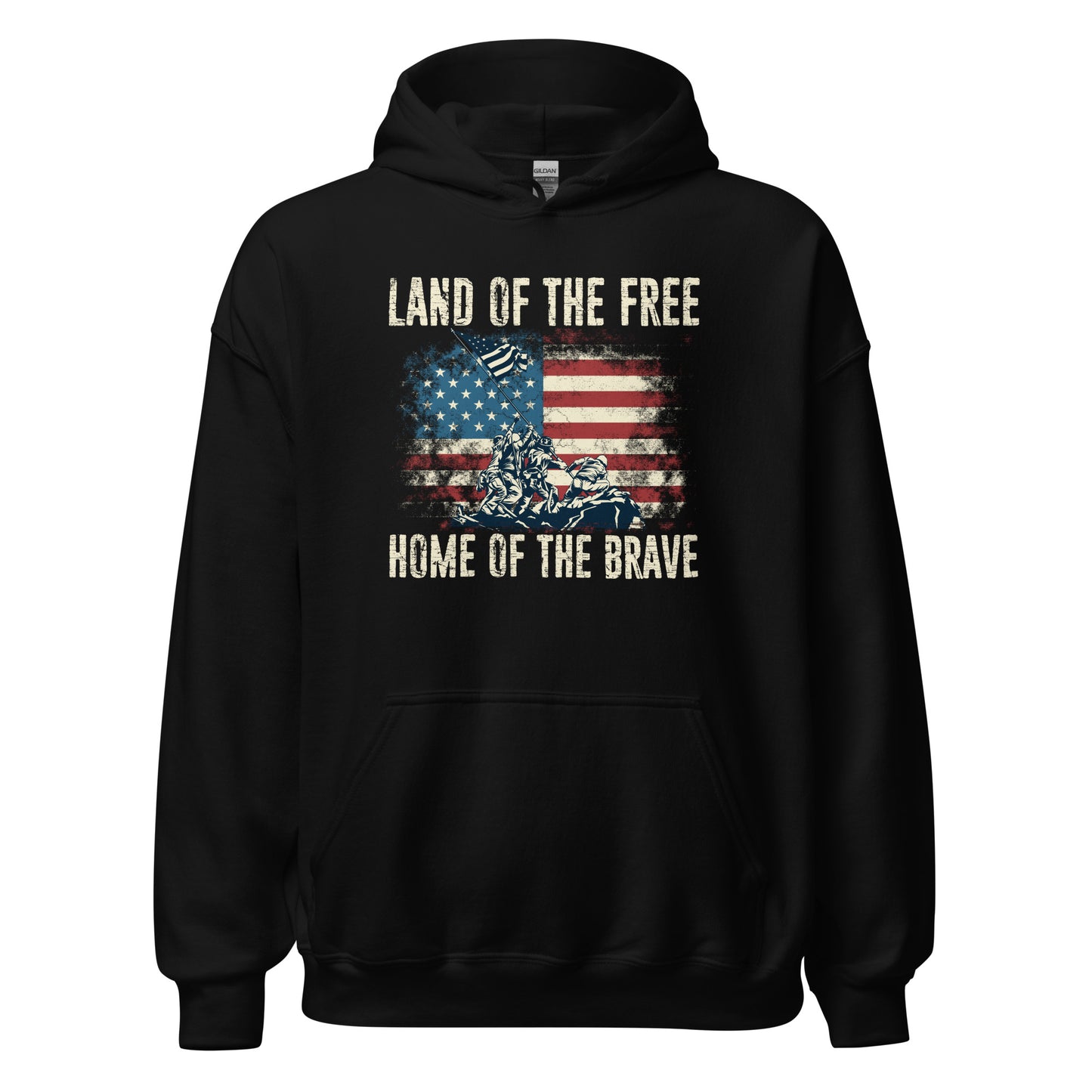 Vintage Land Of The Free Home Of The Brave Unisex Dark Hoodie