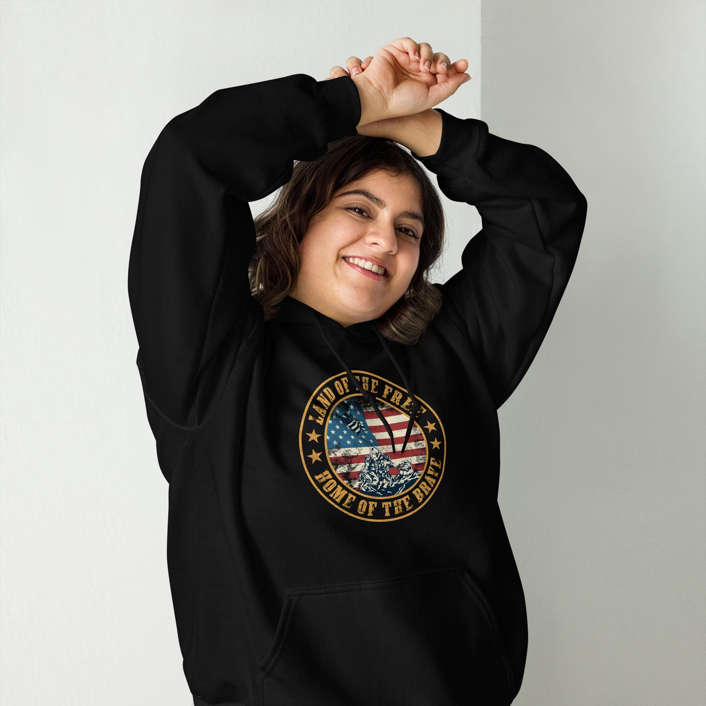 Land Of The Free Home Of The Brave Military Patriot Unisex Dark Hoodie