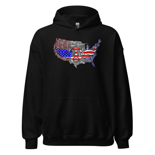 Patriotic T-Shirt USA Flag Peace With Wings Symbol Unisex Dark Hoodie