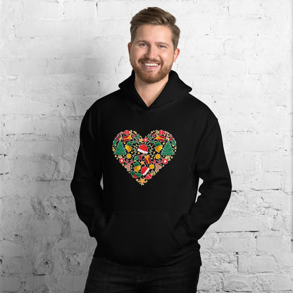 Christmass Heart I Love Christmass Unisex Dark Hoodie