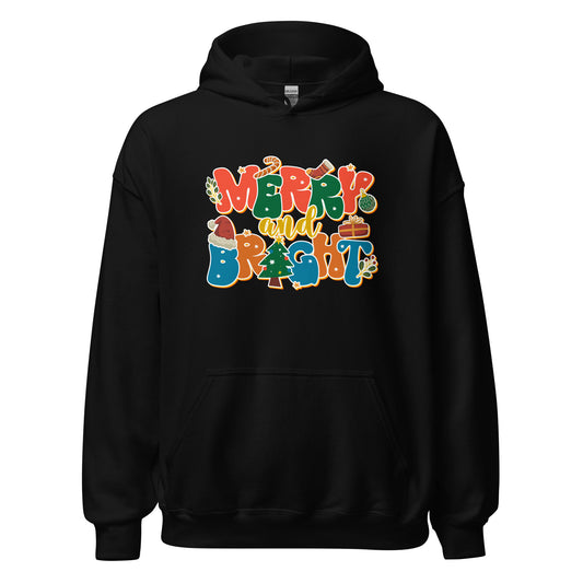 Merry and Bright Joyful Merry Christmas Unisex Dark Hoodie