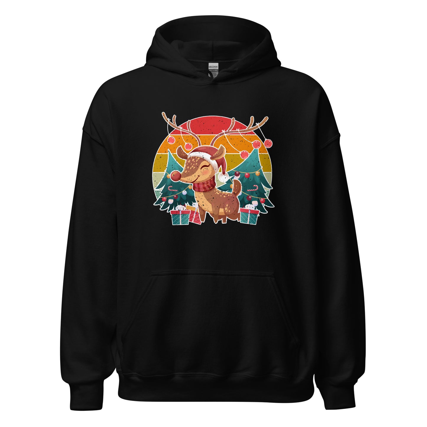 Christmas Vintage Reindeer Classic Winter Unisex Dark Hoodie