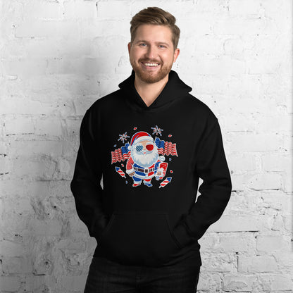 Patriotic Santa Claus USA Military Veteran Xmas Unisex Dark Hoodie