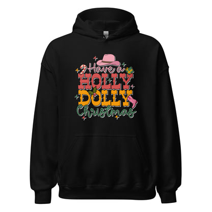 Have A Holly Dolly Christmas Western Christmas Unisex Dark Hoodie