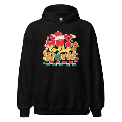 Joy To The World Santa Hat Joyful Christmas Unisex Dark Hoodie