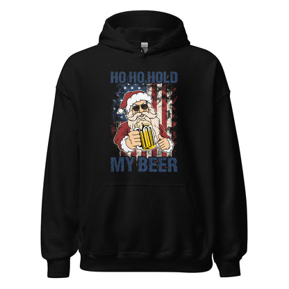 Ho Ho Hold My Beer Christmas In July Unisex Dark Hoodie