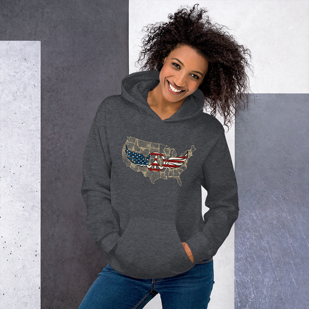 Stars And Stripes Peace Wings Sign Patriot Unisex Dark Hoodie