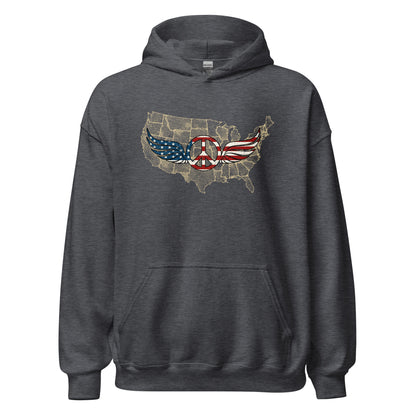 Stars And Stripes Peace Wings Sign Patriot Unisex Dark Hoodie