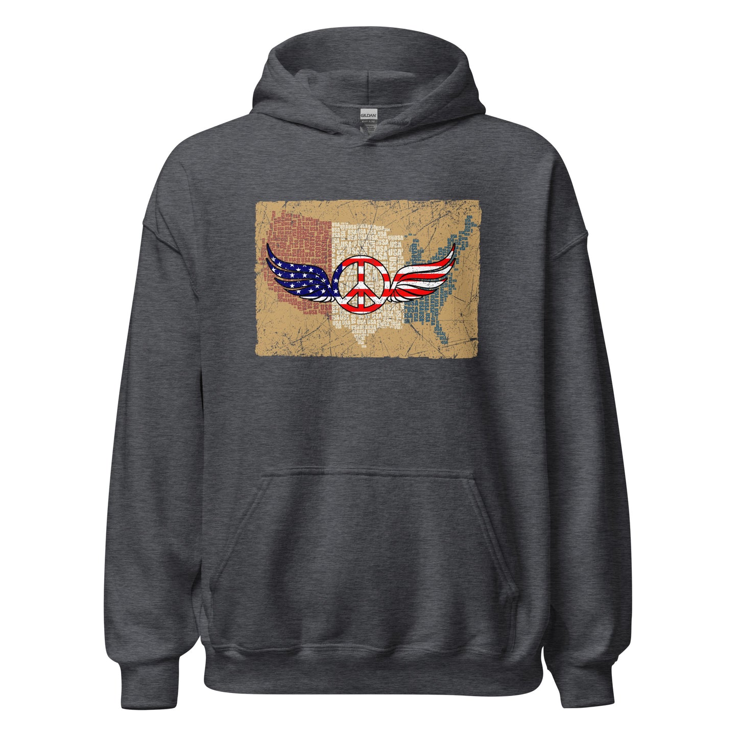 Vintage Red White Blue Peace Wings Symbol Unisex Dark Hoodie